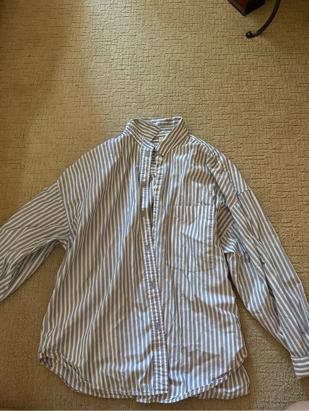 Babaton Blue and White Striped Casual Button-Down Shirt